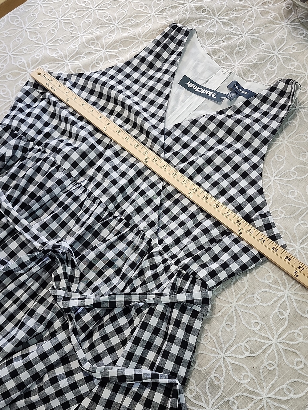 Modcloth Black & White Gingham Wrap Midi Dress - Picture 10 of 14